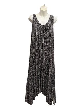 Anne Klein Black & White V Neck Printed Maxi Dress size large